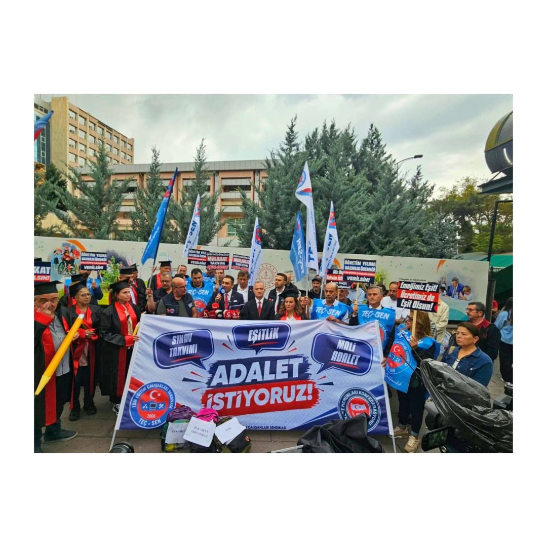 TEÇ-SEN EĞİTİM ÇALIŞANLARI İÇİN MİLLÎ EĞİTİM BAKANLIĞI ÖNÜNDE “ADALET” EYLEMİ GERÇEKLEŞTİRDİ.
